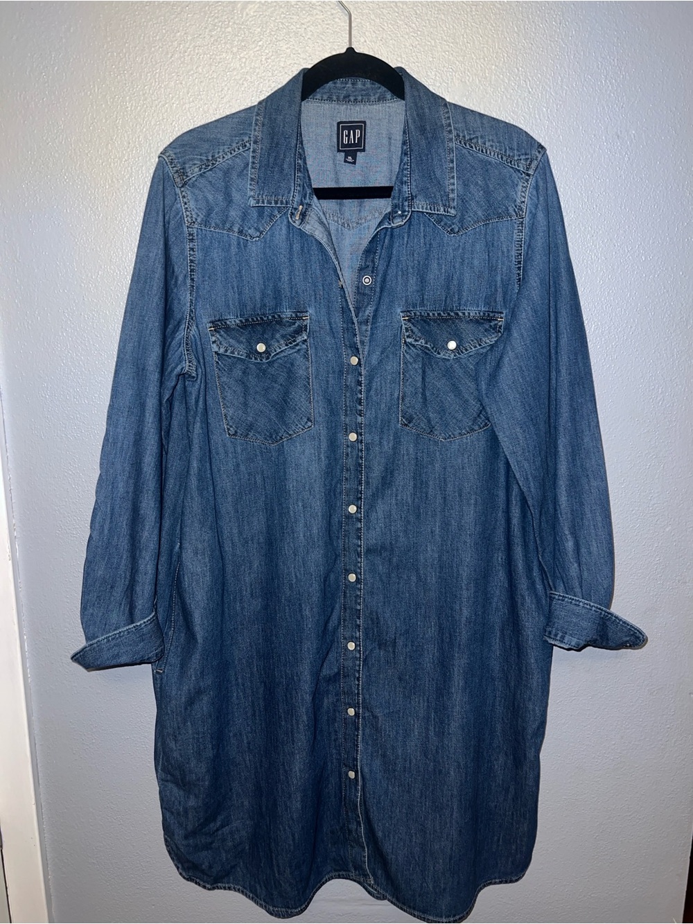 GAP Blue Denim Western Shirt Dress - Blue - Picture 13 of 15